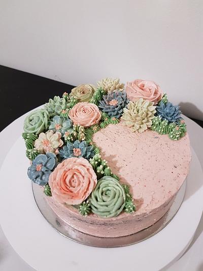 Succulent buttercream cake - Cake by Hong Guan