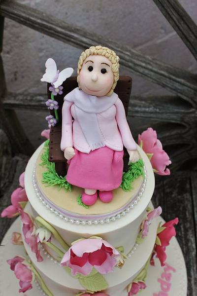 Jean's 80th peonie / gardenBirthday cake - Cake by Cakes o'Licious