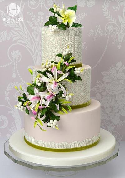 Lace and Orchids - Cake by Hilary Rose Cupcakes
