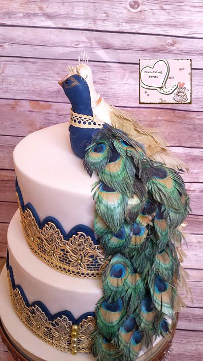 Peacocks and lace - Cake by Emmazing Bakes
