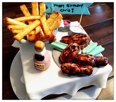 Chicken wings and fries  - Cake by Live Love n Bake 