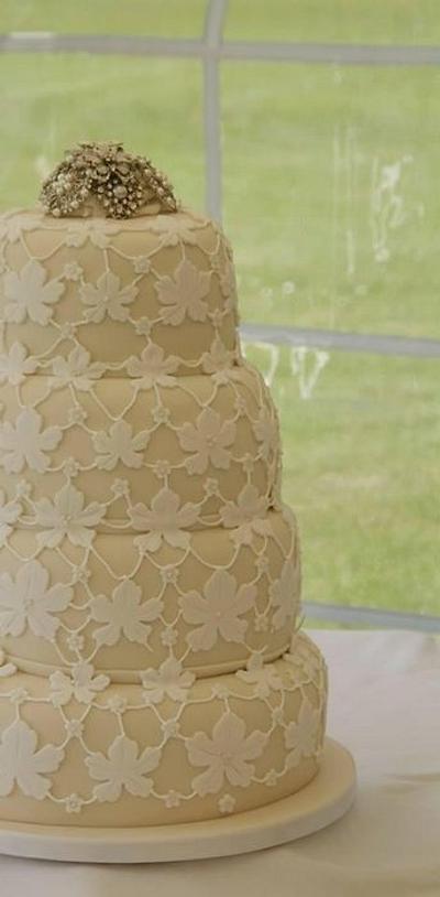 Vintage lace effect cake  - Cake by Symphony in Sugar