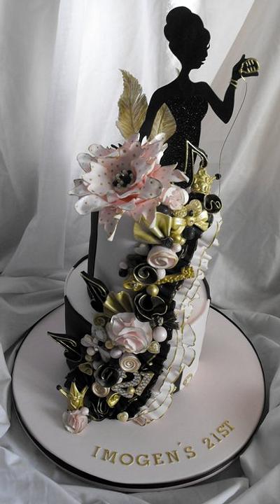 Pink, black and gold 21st cake - Cake by Dee