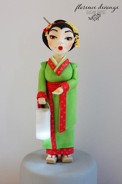 Geisha with real paper lamp - Cake by Florence Devouge