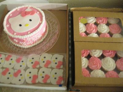 Hello Kitty Cake w/ Cupcake Toppers - Cake by Monsi Torres