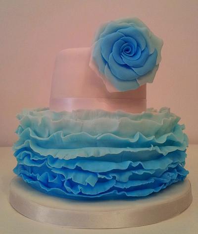 Baby Shower Ombre Ruffle - Cake by Sarah Poole