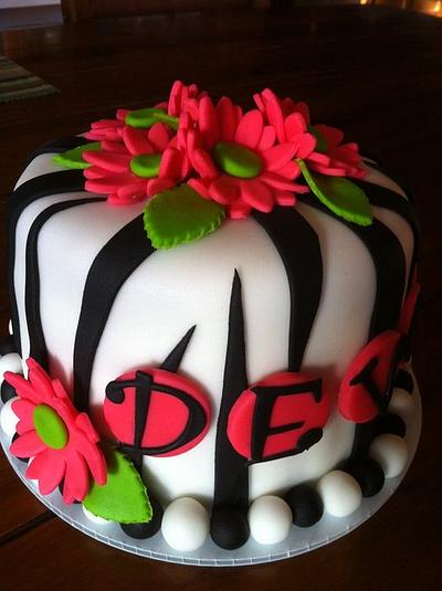 Zebra with Daisies - Cake by Kendra