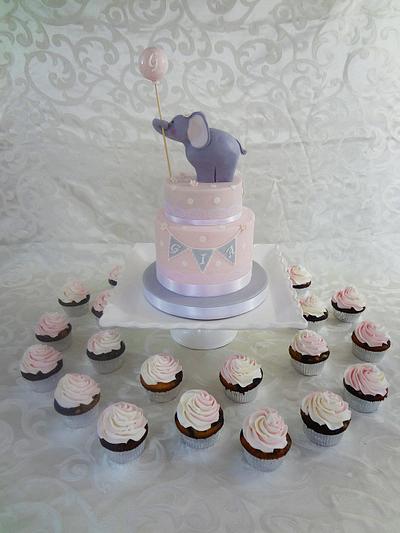 Baby Elephant with Balloon Baby Shower Cake - Cake by Custom Cakes by Ann Marie