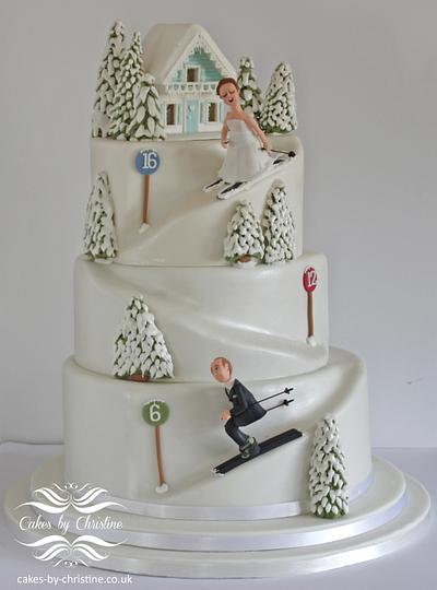 Skiing wedding cake - Cake by Cakes by Christine