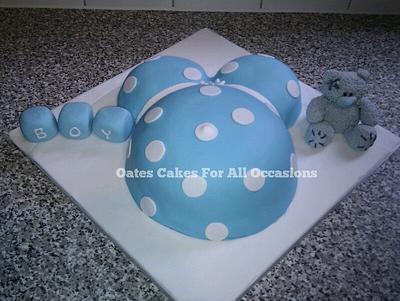 baby shower cake with edible handmade blocks and tatty teddy - Cake by oatescakes