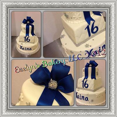 Glitzy winter themed sweet 16 - Cake by Evelyn Vargas