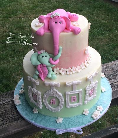 White chocolate ganache elephant baby shower cake - Cake by Edible Sugar Art