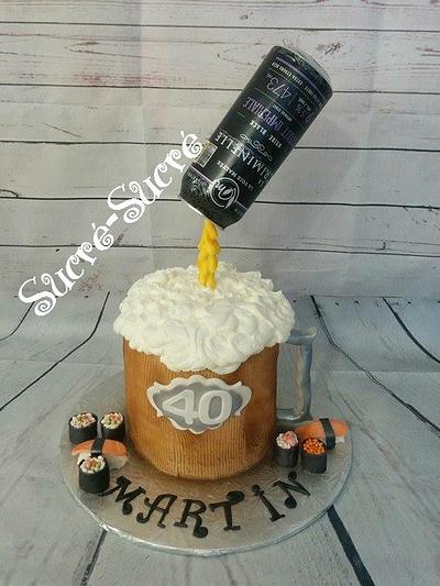 Gravity Beer+Sushi cake - Cake by sucresucre