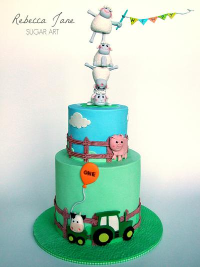 Sheep and tractor farm cake - Cake by Rebecca Jane Sugar Art