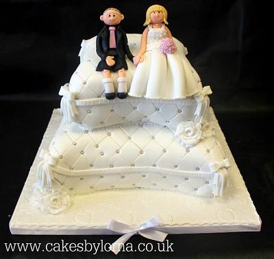 Two Tier White Pillows Wedding Cake - Cake by Cakes by Lorna