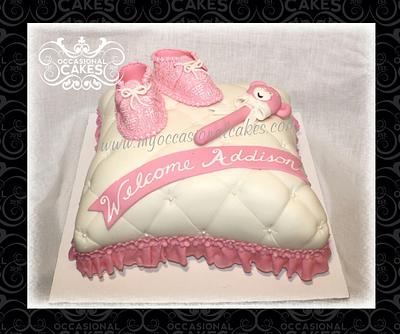 Baby shower pillow cake - girl - Cake by Occasional Cakes