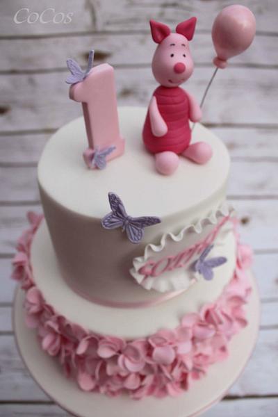 piglet daisy ruffle cake  - Cake by Lynette Brandl