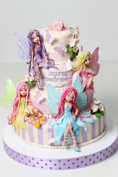 Christening cake with fairies - Cake by Viorica Dinu