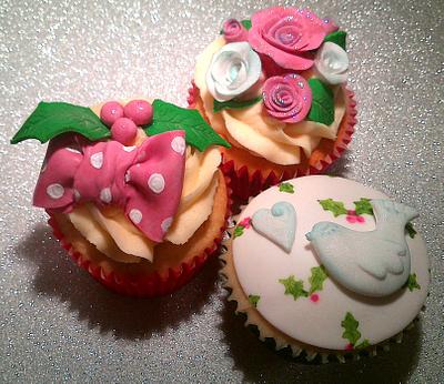 Vintage Pink Christmas Cupcakes - Cake by Danielle Lainton