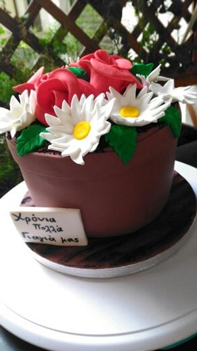 Flower pot - Cake by Zaxaroplasta