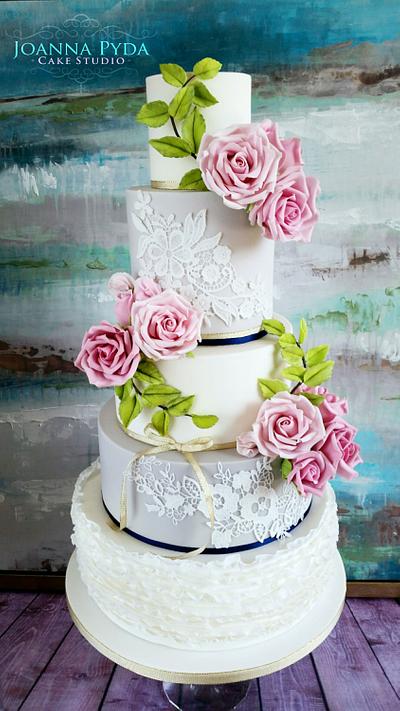 White and grey wedding cake - Cake by Joanna Pyda Cake Studio