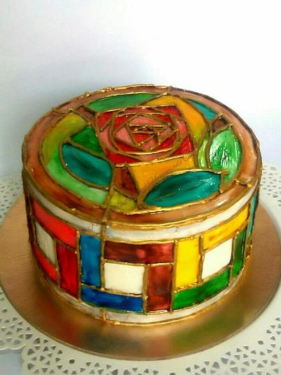 Stained glass art on cake - Cake by Chanda Rozario