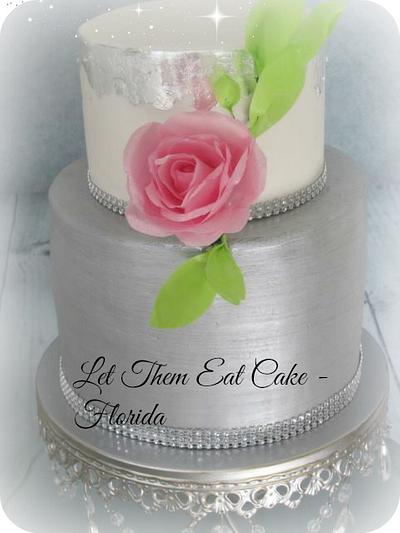 metallics and wafer paper flower - Cake by Claire North