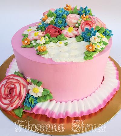 Italian merengue buttercream flower - Cake by Filomena