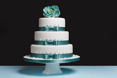 Teal Peony - Cake by Celebration Cakes by Cathy Hill