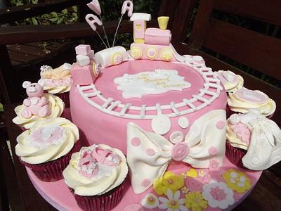Baby Girl Train, Buttons & Bow - Cake by Pamela
