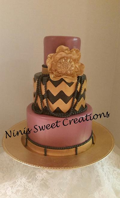 Gold and Black Chevron Cake - Cake by Maria