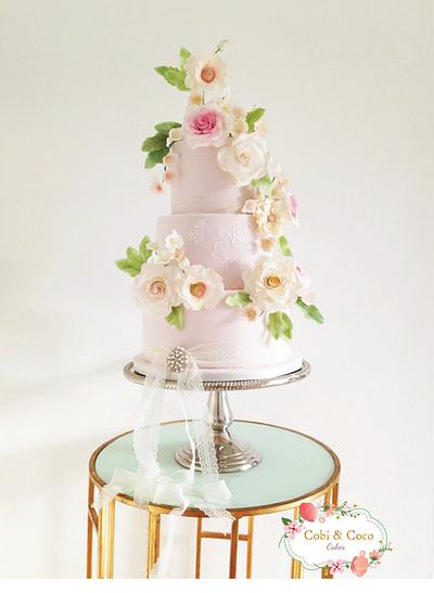 Romantic Blush Pink Wedding cake - Cake by Cobi & Coco Cakes 