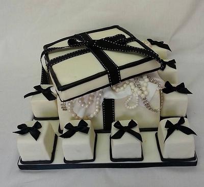 Links of London style box cake with mini cakes - Cake by Carrie-Anne Dallas