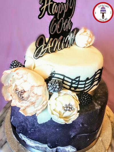 Rose Gold Peonies and Musical Notes birthday cake - Cake by Cup N Cakes a la C'ART by Karen