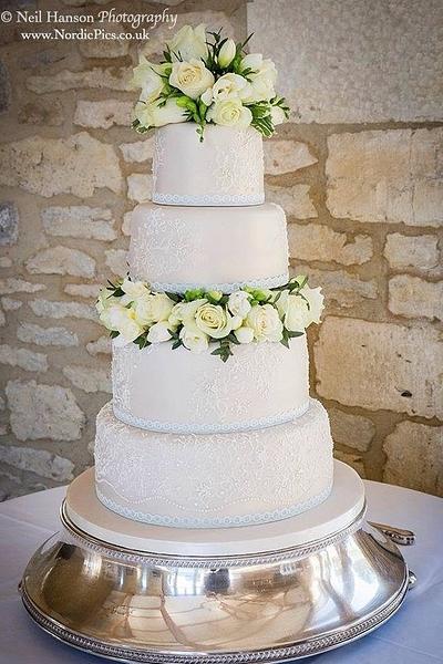Champagne lace wedding cake  - Cake by Samantha Tempest