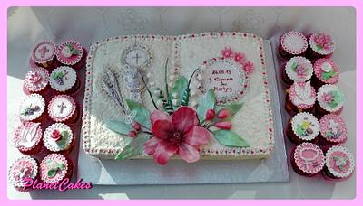 Holy communion ( pink & silver ) - Cake by Planet Cakes