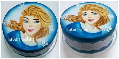 elsa hand_painted cake - Cake by Faten_salah