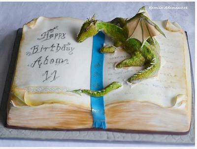 dragon#cake#book#fontann#saracino - Cake by KamilaAdamaschek