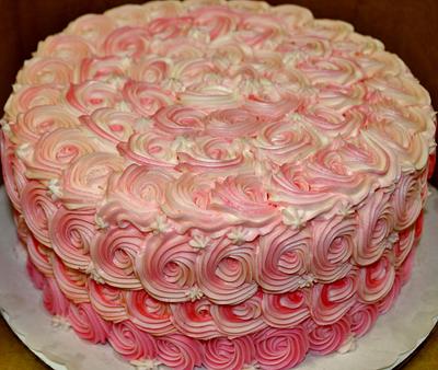 pink rosette buttercream cake - Cake by Nancys Fancys Cakes & Catering (Nancy Goolsby)