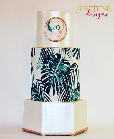 Tropical Leaf Graduation Cake - Cake by JustJune Designs