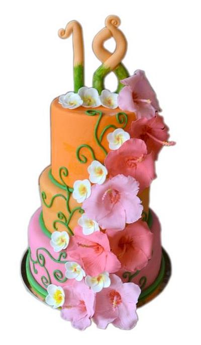 3 tier Hawaiian themed cake - Cake by SweetFavorsByPerlita