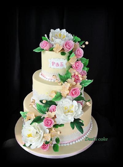 wedding cake with flowers - Cake by Desislava