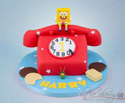 Spongebob on a red telephone - Cake by Little Cherry