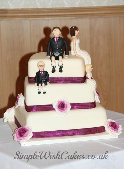 Ivory and Dark Magenta Wedding Cake - Cake by Stef and Carla (Simple Wish Cakes)