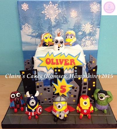 Marvel & Frozen meet Minions!  - Cake by Claire's Cakes (Romsey, Hampshire)