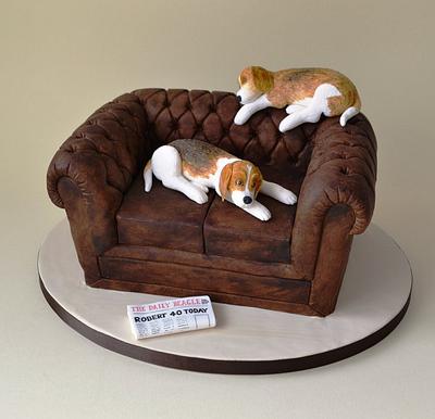 Lazy Lounging Beagles - Cake by Coocakecachoo