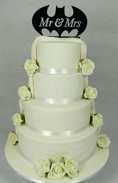Split Themed Batman Wedding Cake - Cake by Cakes by Vivienne