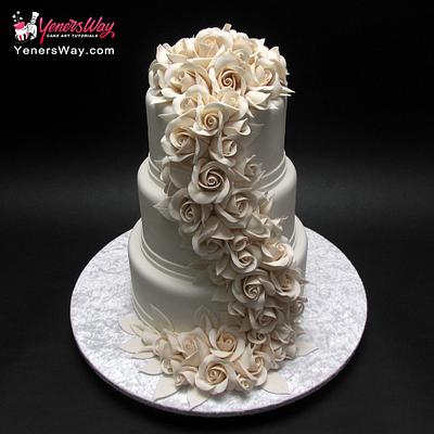 Cascading Roses Wedding Cake - Cake by Serdar Yener | Yeners Way - Cake Art Tutorials