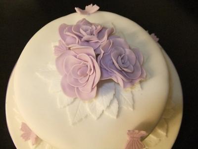 Purple Flowers & Butterflies Cake - Cake by Janine Lister