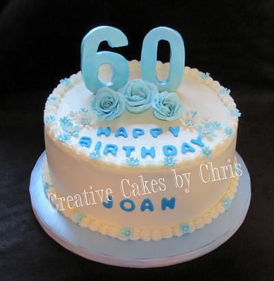 60th Birthday in Blue - Cake by Creative Cakes by Chris